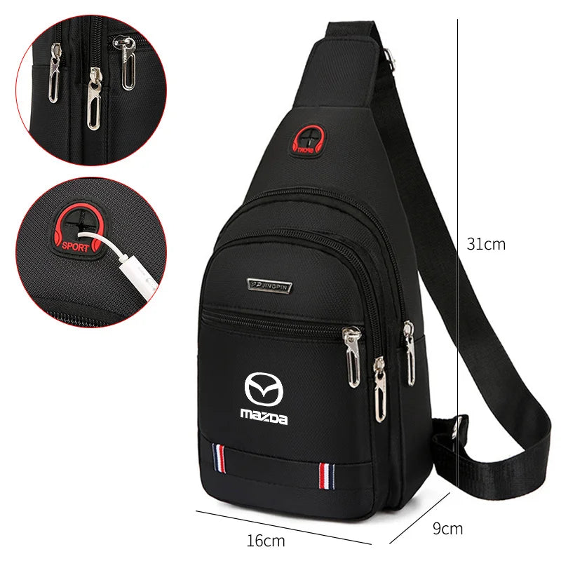 Sac bandoulière nylon imperméable noir logo Mazda édition sport tous modèles - Mazdrive