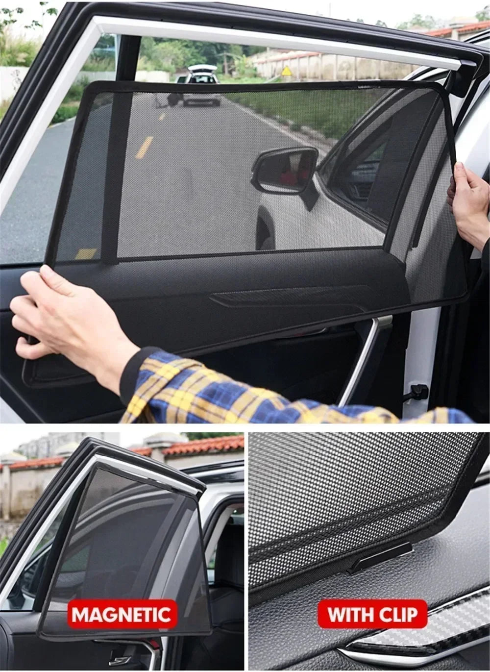 Custom-made magnetic sunshades – Blackout curtains for front, rear &amp; windshield windows