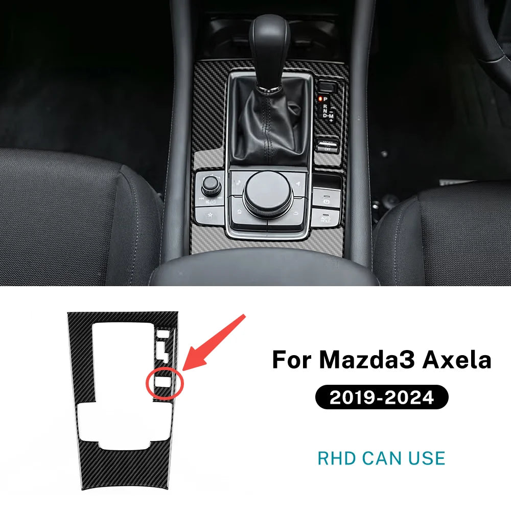 Cache de Console de Levier de Vitesse en Fibre de Carbone – Mazda 3 BP