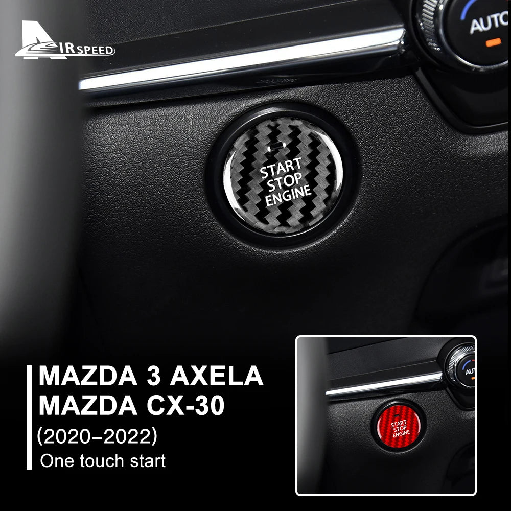 Cache de bouton Start/Stop rigide en vraie fibre de carbone – Mazda 3 BP & CX-30