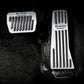 Aluminum brake, accelerator and footrest pedal covers for manual and automatic transmission