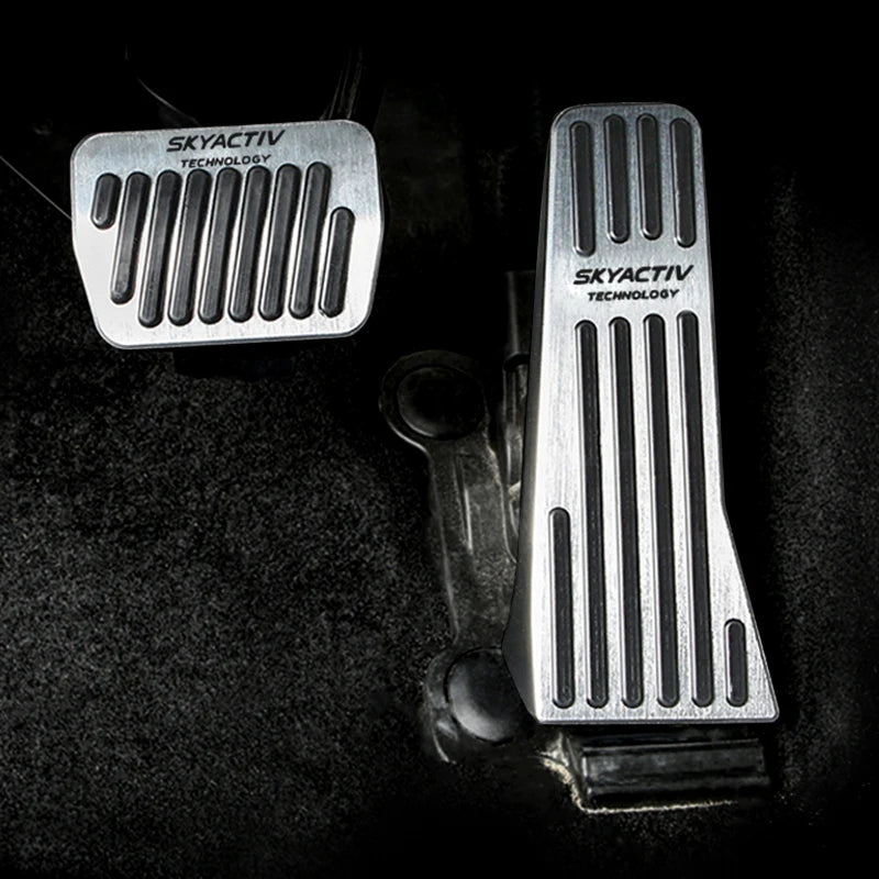 Aluminum brake, accelerator and footrest pedal covers for manual and automatic transmission