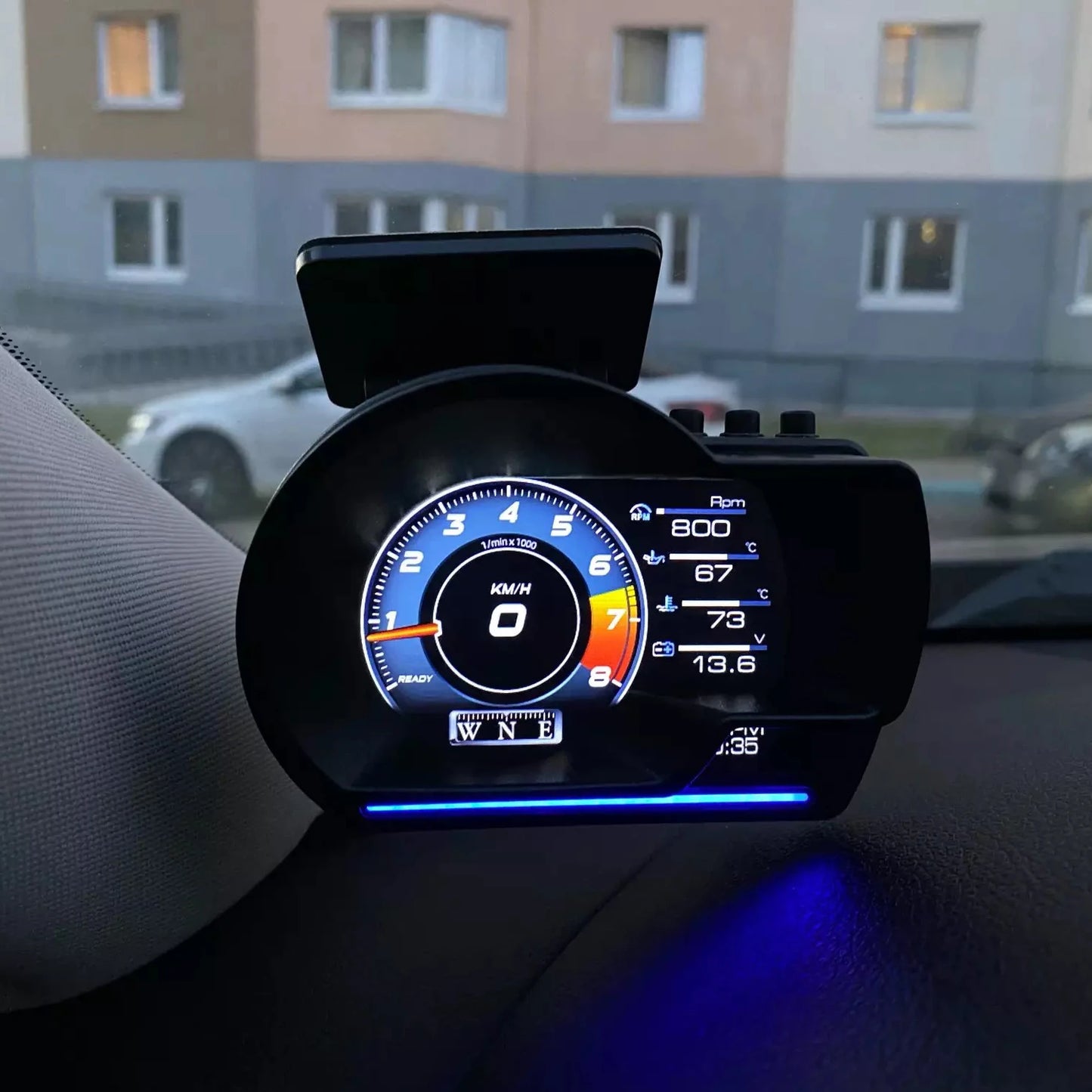 Newest A501 Car Head Up Display OBD2 Smart Car HUD Turbo Gauge Digital Odometer Security Alarm Water&amp;Oil temp RPM Auto Meter