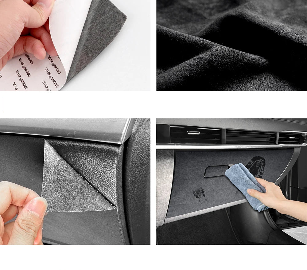 Suede or carbon glove box kick protection