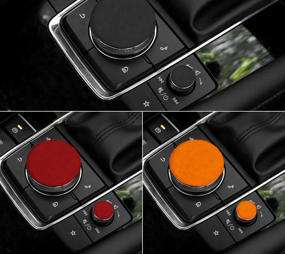 Suede central multimedia button trim protection