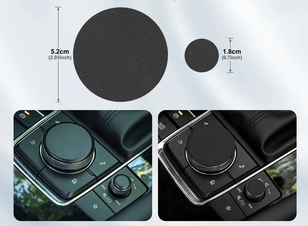 Suede central multimedia button trim protection