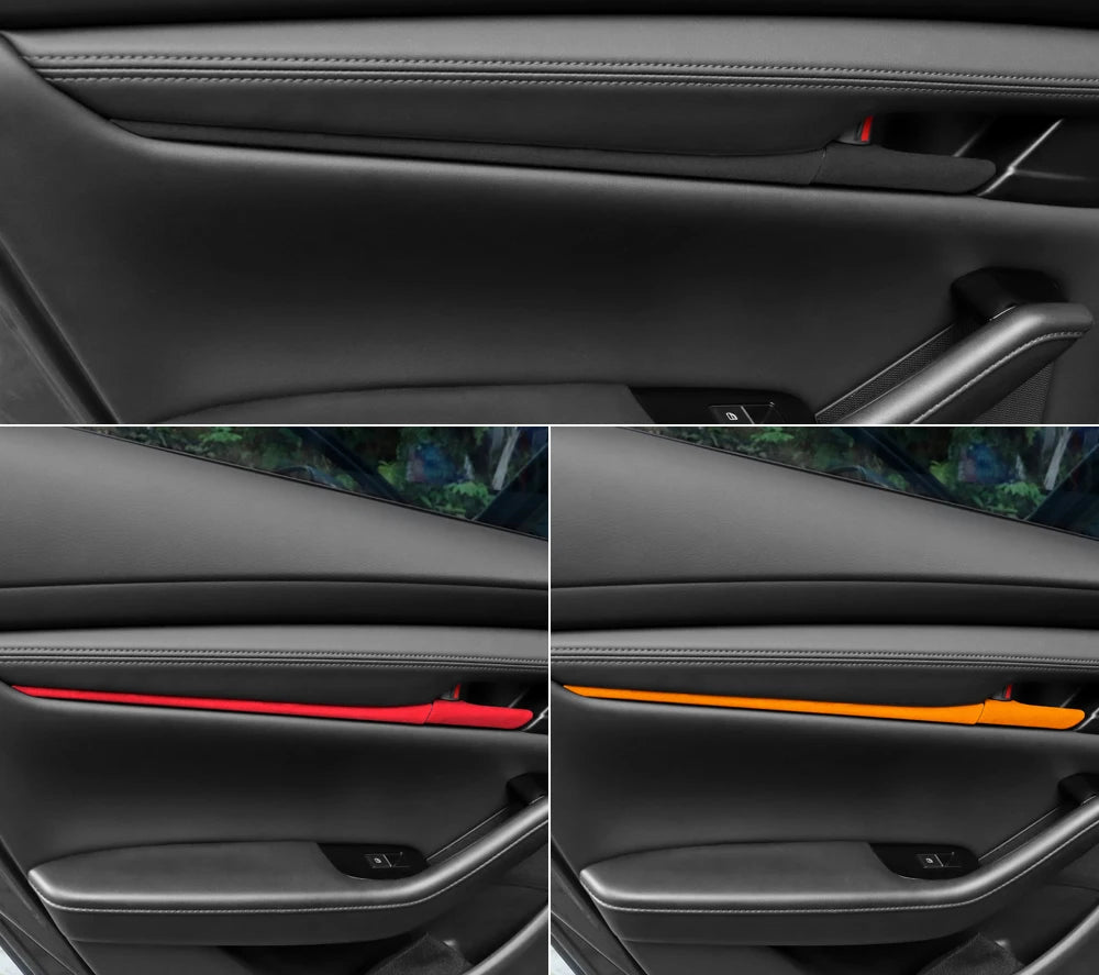 Suede interior door handle trim protection