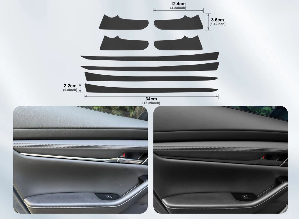 Suede interior door handle trim protection