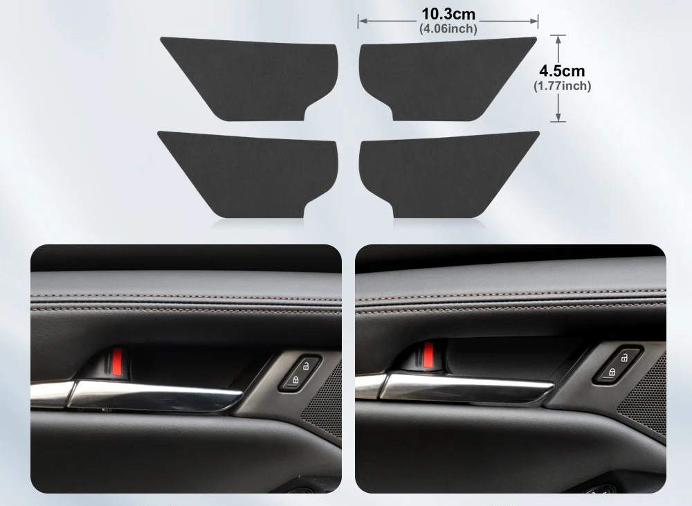 Suede interior door handle panel trim protection