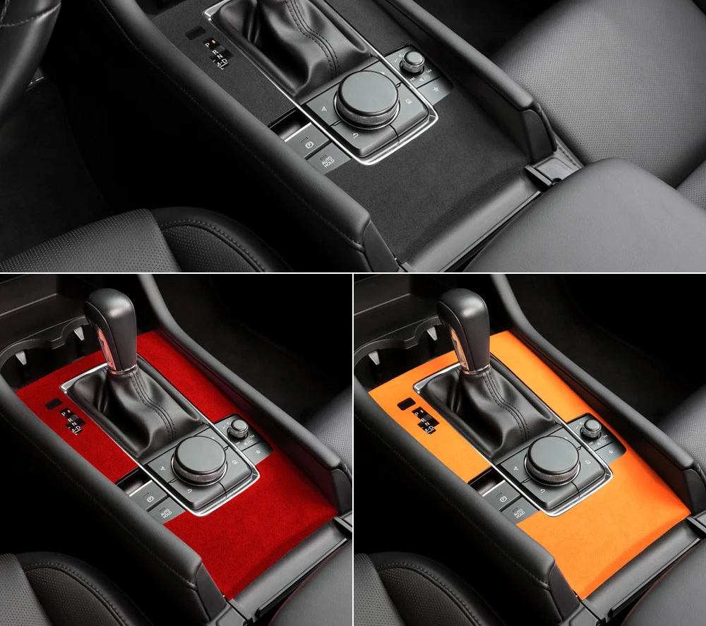Suede center console and lever protection