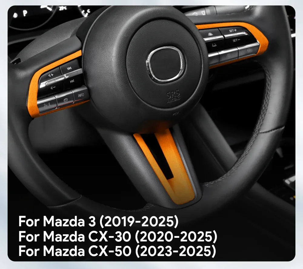 Suede steering wheel button trim protection