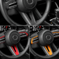 Suede steering wheel button trim protection