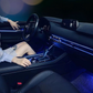 Monochrome or RGB LED ambient lighting with interior doors, dashboard, seats