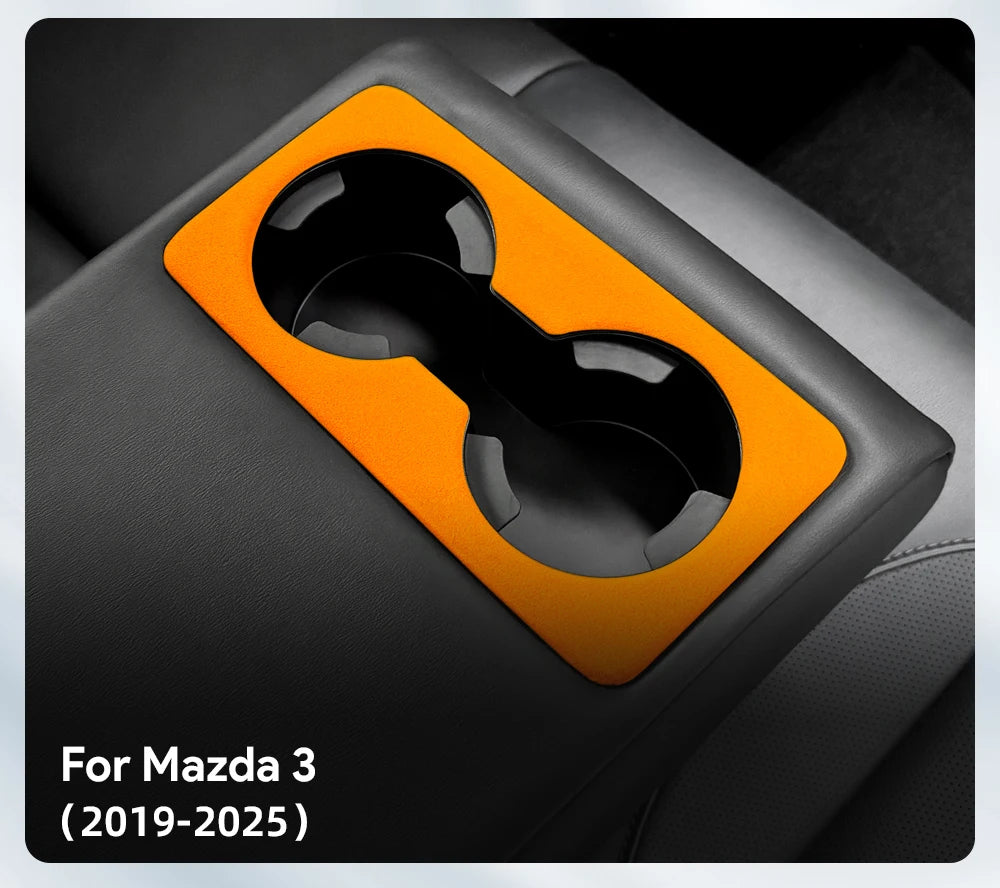 Suede rear cup holder trim protection