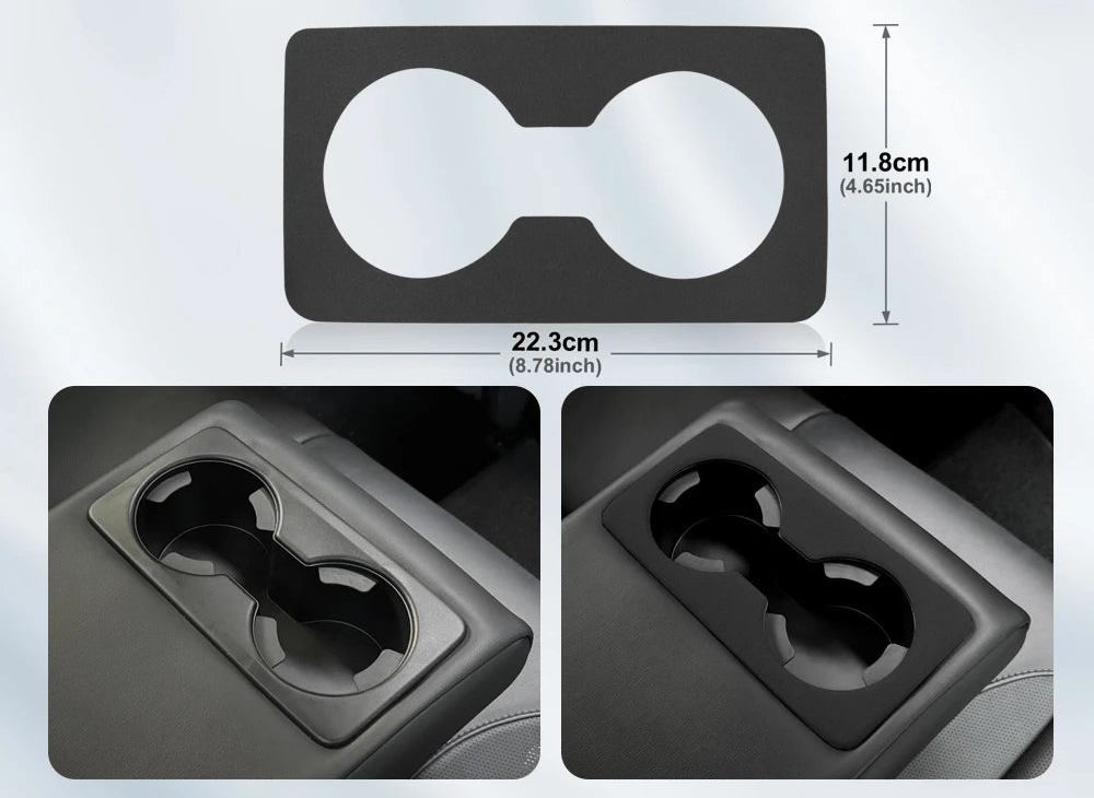 Suede rear cup holder trim protection