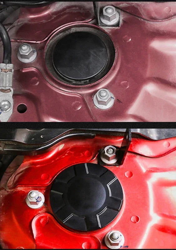 Decorative dust cover for shock absorber screw