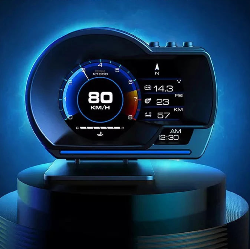 Newest A501 Car Head Up Display OBD2 Smart Car HUD Turbo Gauge Digital Odometer Security Alarm Water&amp;Oil temp RPM Auto Meter