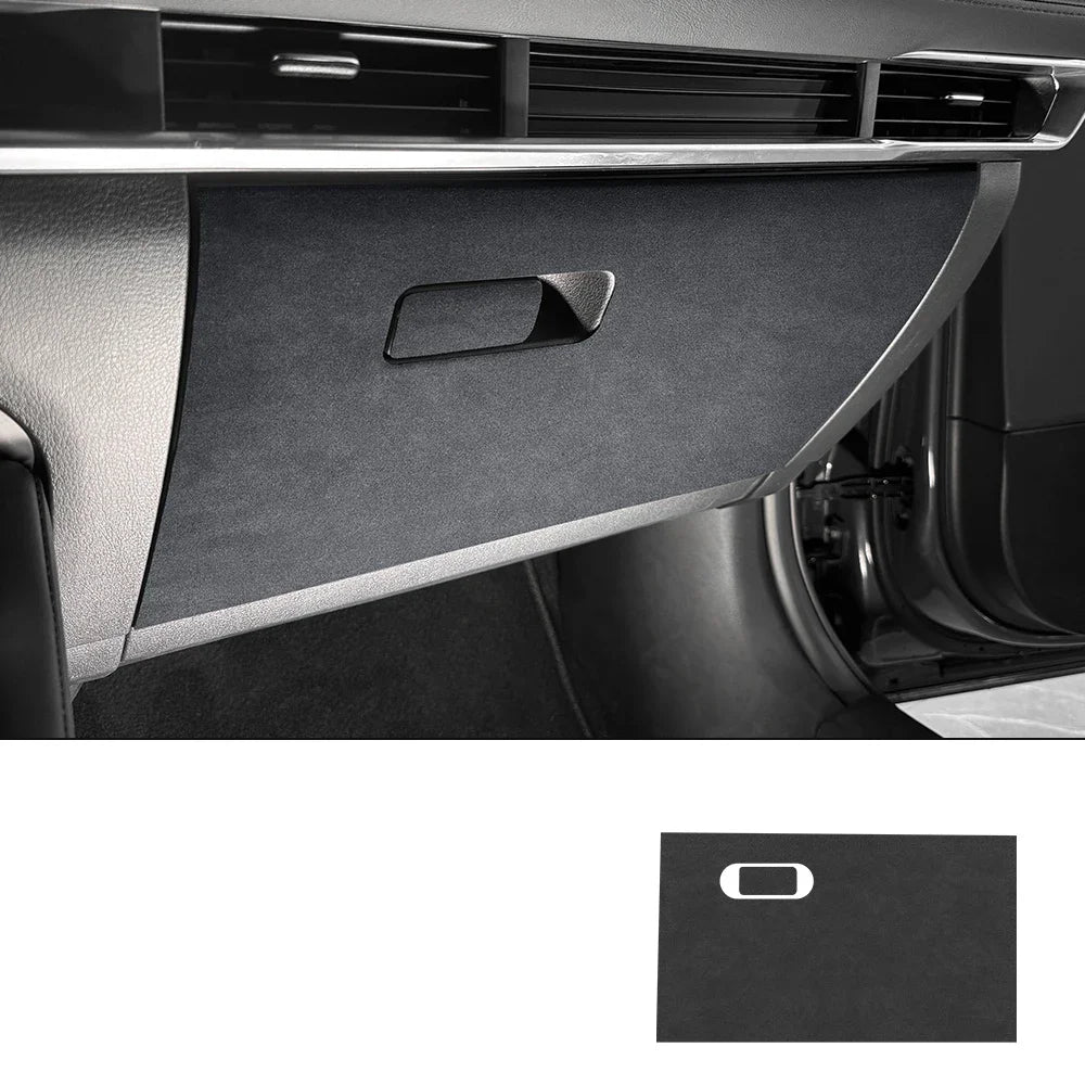 Suede or carbon glove box kick protection