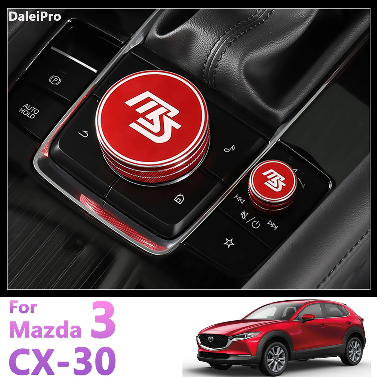 Kit Molette Multimédia & Bagues de Climatisation en Aluminium – Mazda 3 & CX-30