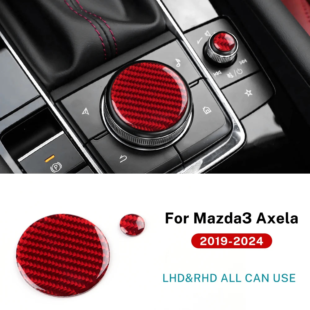 Autocollants fibre de carbone pour molette de commande centrale – Mazda 3 BP & CX-30 – photo 7