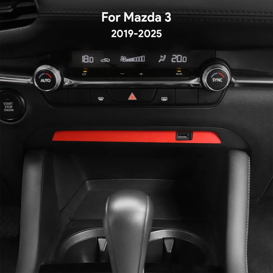 Center console USB panel trim protection in suede