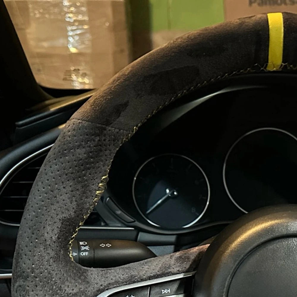 Suede steering wheel cover to sew