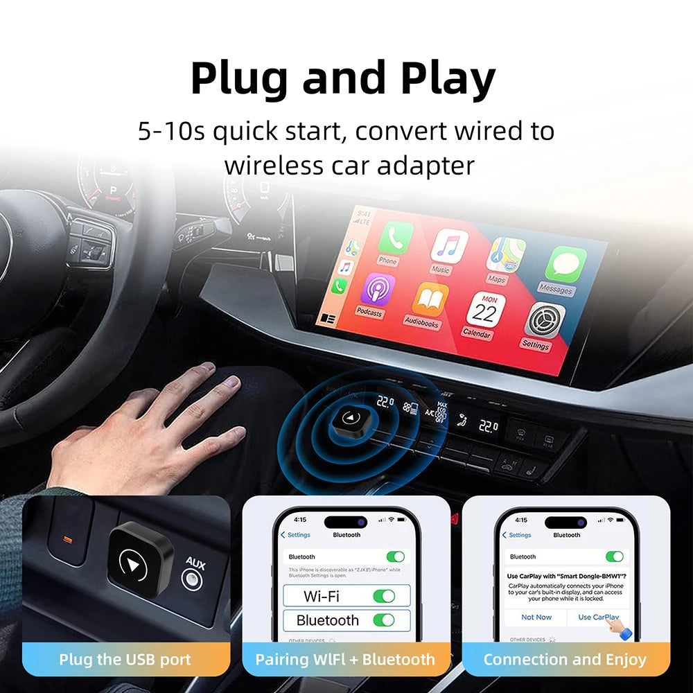 Adaptateur CarPlay & Android Auto Sans Fil 2 en 1 – Mazda
