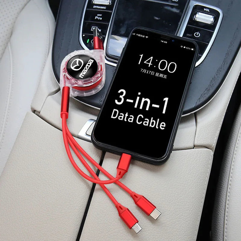 Câble de Charge Rapide 3-en-1 Rétractable – Mazda