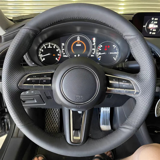 Microfiber leather steering wheel cover to sew