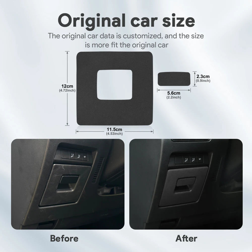 Suede driver's storage box panel trim protection