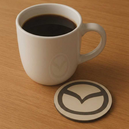 Sous-verres lifestyle déco rond logo Mazda noir blanc édition premium tous modèles - Mazdrive